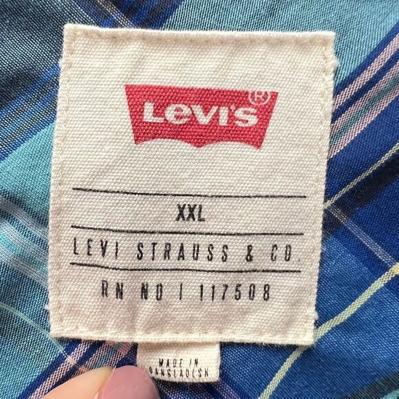 Levi's Blue Pink Cotton Short Sleeve Button Front Polo Size XXL - Picture 8 of 8
